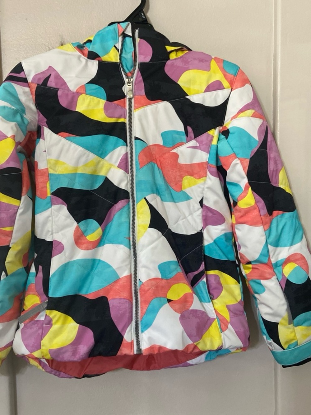 Kids Multicolor Hooded Winter Jacket - Vibrant Pattern